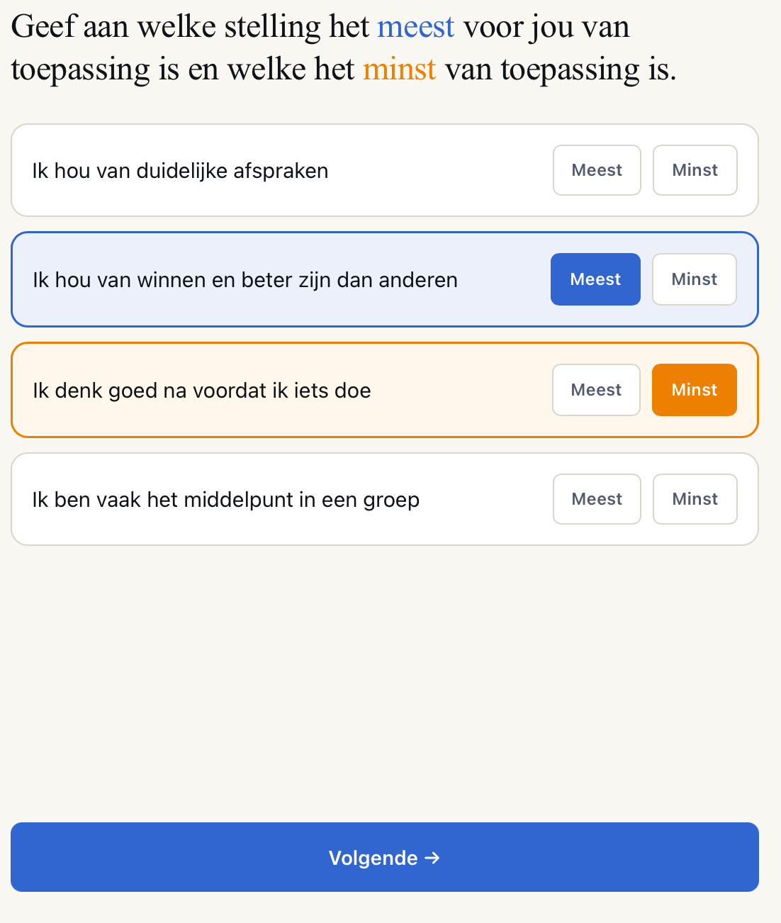 Stap 1 — Beantwoord de vragen